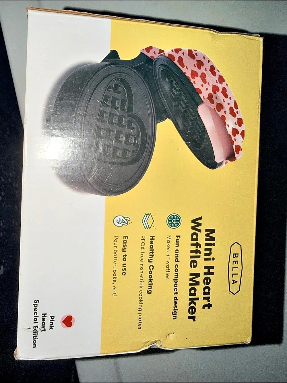 BELLA Mini Heart Waffle Maker Pink Mini Waffle Maker
